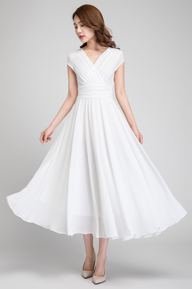white flare dress